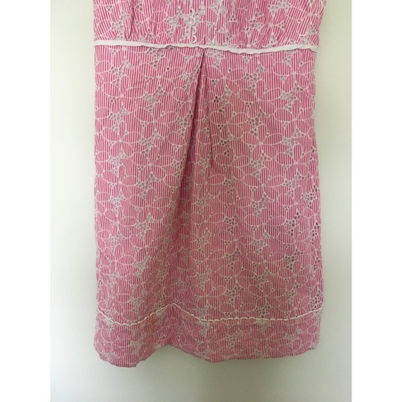 Lilly Pulitzer Shift Pink Striped Eyelet Floral Sleeveless Dress 10 Barbiecore - Picture 4 of 13